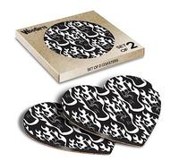 2 x Heart Coasters - Black Rock Hand Pattern Music Band Cork Backed MDF Glossy Tea Coffee Accessory #52651