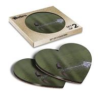2 x Heart Coasters - Common Swift Bird Nature Wild Cork Backed MDF Glossy Tea Coffee Accessory #52734