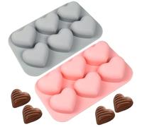 2 x Heart Silicone Moulds, Mini Heart Mould, Ice Cube Moulds, Candy Moulds, Chocolate Moulds, DIY Candle Moulds for Baking Accessories (Pink Grey)