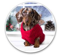 2 x Heart Stickers 10 cm - Dachshund Puppy in Red Jumper Fun Decals for Laptops,Tablets,Luggage,Scrap Booking,Fridges #16284