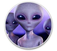 2 x Heart Stickers 10 cm - ky Grey Aliens Space Sci-Fi Fun Decals for Laptops,Tablets,Luggage,Scrap Booking,Fridges #8214