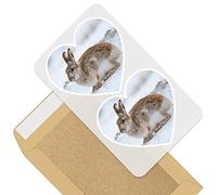 2 x Heart Stickers 10 cm - Mountain Hare Cairngorms Scotland Rabbit Laptop Tablet Luggage Scrapbook #45796