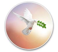2 x Heart Stickers 10 cm - White Dove Peace Bird Humanity Fun Decals for Laptops,Tablets,Luggage,Scrap Booking,Fridges #21999