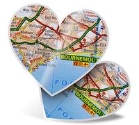 2 x Heart Stickers 15 cm - Bournemouth Coast England Travel Fun Decals for Laptops,Tablets,Luggage,Scrap Booking,Fridges, #44431