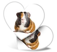 2 x Heart Stickers 15 cm - Brown & White Guinea Pig Fun Decals for Laptops,Tablets,Luggage,Scrap Booking,Fridges, #44461