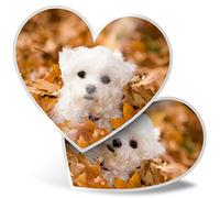 2 x Heart Stickers 15 cm - Cute West Highland Terrier Dog Westie Fun Decals for Laptops,Tablets,Luggage,Scrap Booking,Fridges, #24424