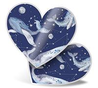 2 x Heart Stickers 15 cm - Whale Cetus Constellation Whales Fun Decals for Laptops,Tablets,Luggage,Scrap Booking,Fridges, #13231