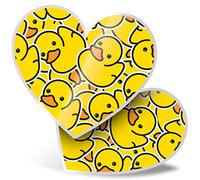 2 x Heart Stickers 15 cm - Yellow Rubber Ducks Duckling Laptop Tablet Luggage Scrapbook #2078