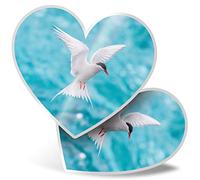 2 x Heart Stickers 7.5 cm - Arctic Tern Bird Jokulsarlon Iceland Fun Decals for Laptops,Tablets,Luggage,Scrap Booking,Fridges, #44144