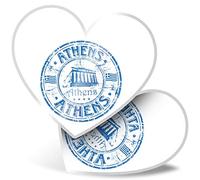 2 x Heart Stickers 7.5 cm - Athens Greece Architecture Travel Fun Decals for Laptops,Tablets,Luggage,Scrap Booking,Fridges, #5761