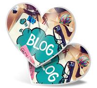 2 x Heart Stickers 7.5 cm - Blog Blogger Influencer Internet Fun Decals for Laptops,Tablets,Luggage,Scrap Booking,Fridges, #44340