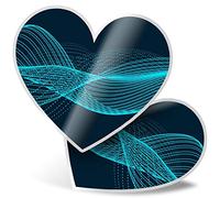 2 x Heart Stickers 7.5 cm - Blue Sound Wave Music DJ Art Fun Decals for Laptops,Tablets,Luggage,Scrap Booking,Fridges, #12431