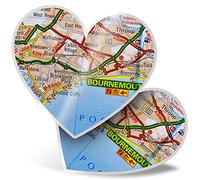 2 x Heart Stickers 7.5 cm - Bournemouth Coast England Travel Fun Decals for Laptops,Tablets,Luggage,Scrap Booking,Fridges, #44431
