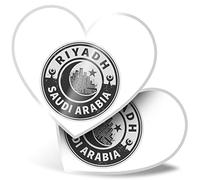2 x Heart Stickers 7.5 cm - BW - Saudi Arabia Riyadh Travel Fun Decals for Laptops,Tablets,Luggage,Scrap Booking,Fridges, #40720