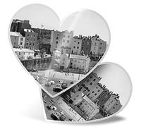 2 x Heart Stickers 7.5 cm - BW - Tenby Harbour Wales UK Travel Boats Fun Decals for Laptops,Tablets,Luggage,Scrap Booking,Fridges, #43628