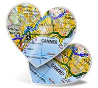 2 x Heart Stickers 7.5 cm - Cannes Resort Town France French Travel Fun Decals for Laptops,Tablets,Luggage,Scrap Booking,Fridges, #44512