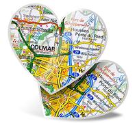 2 x Heart Stickers 7.5 cm - Colmar Town France French Travel Map 44642