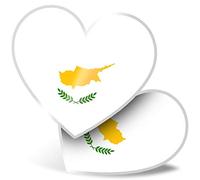 2 x Heart Stickers 7.5 cm - Cyprus Nicosia National Flag Fun Decals for Laptops,Tablets,Luggage,Scrap Booking,Fridges, #9154