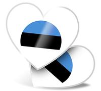 2 x Heart Stickers 7.5 cm - Estonia Europe Tallinn Flag Fun Decals for Laptops,Tablets,Luggage,Scrap Booking,Fridges, #9109