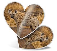 2 x Heart Stickers 7.5 cm - Hyena Savannah Wild Animals Fun Decals for Laptops,Tablets,Luggage,Scrap Booking,Fridges, #3375