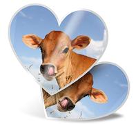 2 x Heart Stickers 7.5 cm - Jersey Cow Calf Cattle Farm Fun Decals for Laptops,Tablets,Luggage,Scrap Booking,Fridges, #15585