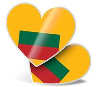 2 x Heart Stickers 7.5 cm - Lithuania Flag Map Fun Decals for Laptops,Tablets,Luggage,Scrap Booking,Fridges, #9016