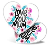 2 x Heart Stickers 7.5 cm - Love You Mum Flowers Mummy Mothers Day Fun Decals for Laptops,Tablets,Luggage,Scrap Booking,Fridges, #45628