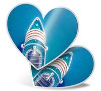 2 x Heart Stickers 7.5 cm - Luxury Cruise Ship Ocean Sea Fun Decals for Laptops,Tablets,Luggage,Scrap Booking,Fridges, #2030