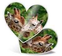 2 x Heart Stickers 7.5 cm - Mother Baby Giraffe Animals Fun Decals for Laptops,Tablets,Luggage,Scrap Booking,Fridges, #15587