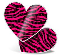 2 x Heart Stickers 7.5 cm - Pink Zebra Animal Print Laptop Tablet Luggage Scrapbook #2536