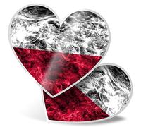 2 x Heart Stickers 7.5 cm - Poland Polska Polish Smoke Flag Fun Decals for Laptops,Tablets,Luggage,Scrap Booking,Fridges, #16141