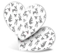 2 x Heart Stickers 7.5 cm - Schnauzer Dog Pattern Puppy Fun Fun Decals for Laptops,Tablets,Luggage,Scrap Booking,Fridges, #24158