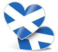 2 x Heart Stickers 7.5 cm - Scottish Flag Scotland Britain Laptop Tablet Luggage Scrapbook #15675