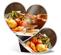 2 x Heart Stickers 7.5 cm - Sunday Roast Dinner Pub Lunch Laptop Tablet Luggage Scrapbook #16086