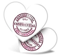 2 x Heart Stickers 7.5 cm - Top Secret Confidential Pink Girls Fun Decals for Laptops,Tablets,Luggage,Scrap Booking,Fridges, #10462