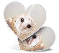 2 x Heart Stickers 7.5 cm - Wise Barn Owl Tyto Albahead Fun Decals for Laptops,Tablets,Luggage,Scrap Booking,Fridges, #15817
