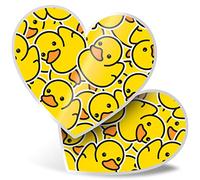 2 x Heart Stickers 7.5 cm - Yellow Rubber Ducks Duckling Laptop Tablet Luggage Scrapbook #2078