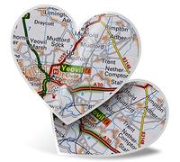 2 x Heart Stickers 7.5 cm - Yeovil England Travel Holiday Map Fun Decals for Laptops,Tablets,Luggage,Scrap Booking,Fridges, #46515