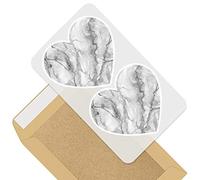 2 x Heart Vinyl Stickers 10 cm - Grey White Marble Effect Pattern 43767