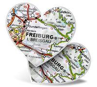 2 x Heart Vinyl Stickers 15 cm - Freiburg im Breisgau Germany German Map 45070
