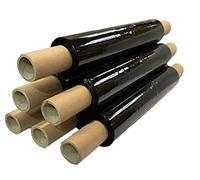 2 X Heavy Duty 1.5KG Black Pallet Stretch Shrink Wrap 400mm x 250m Hand Roll Strong Packaging Cling Film