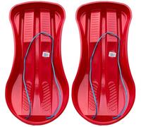 2 x Heavy Duty Large Unisex Children & Adults Snow Sledge Toboggan Sledge Rope Sled Play Snow Ice Red