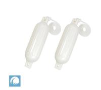 2 X Heavy Duty Ribbed Fender Poly G3, 23 Inch, White, For Boat, Yacht, Marine Applications