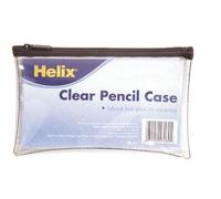 2 X Helix Pencil Case PVC Coloured Zip 200x125mm Clear Assorted Ref M77040 (1 item, black, blue or purple zip)