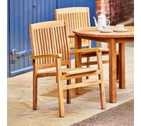 2 x Henley Outdoor Teak Carver Stacking Dining Chair