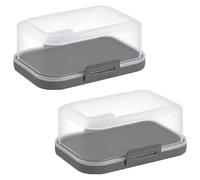 2 x High-Quality Stackable Butter Dish with Closure, Colour: Anthracite, Plastic Box Container, Perfect Order, BPA-Free, Multi-Purpose