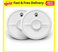 2 X Home Fire Alarm Smoke Detector Fireangel Twin Pack with Battery.