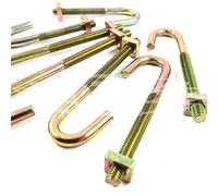 2 x Hook J Bolts + Square Nuts - Zinc - for Roofing/Guttering/Fences - M8 x 100mm