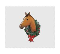 2 x 'Horse With Christmas Wreath' Microfibre Lens/Glasses Cleaning Cloths (LC00024389)