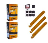 2 x Hose Continental 28-622 | 700 x 28C DV 40mm Dunlop Valve + Tyre Lever